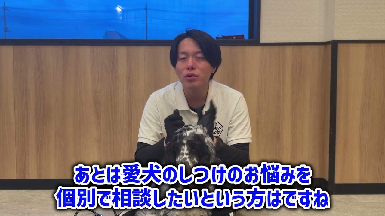 初めて犬を迎える家庭へコッカーとの暮らしを説明する松尾