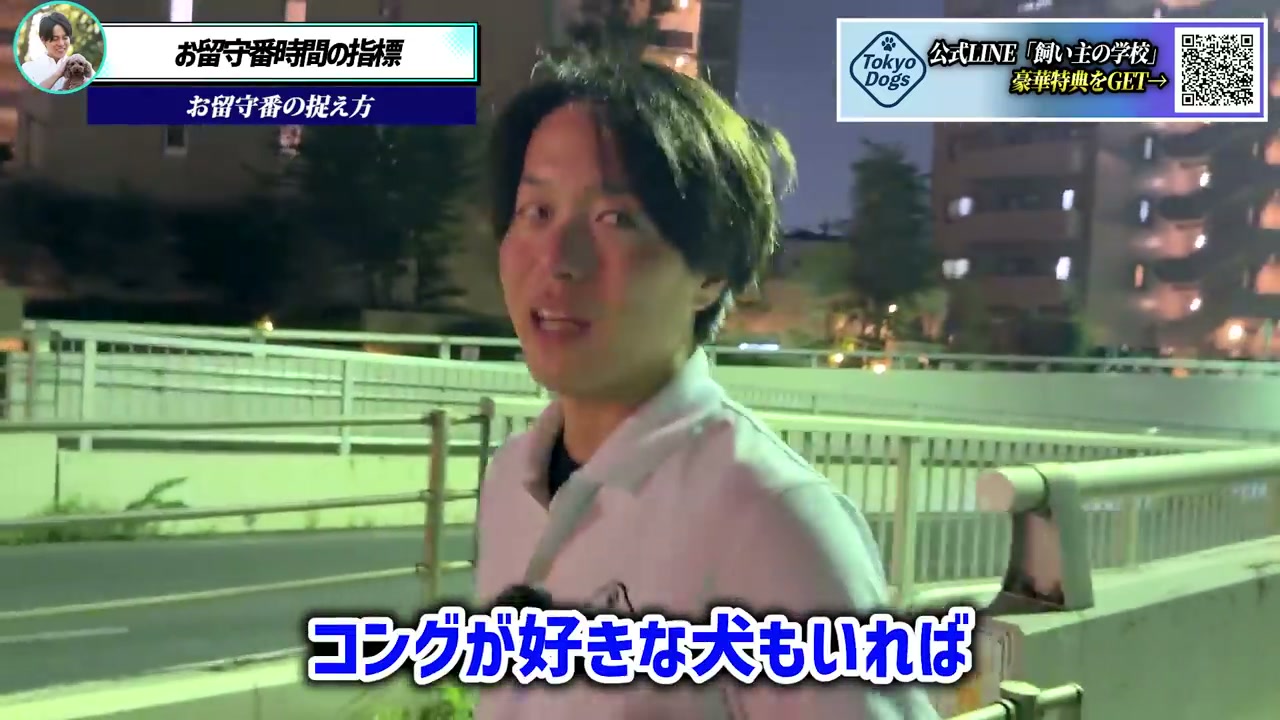 コングを好む犬について話す場面